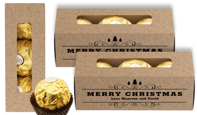Merry Christmas On Kraft Ferrero Rocher Gift Box