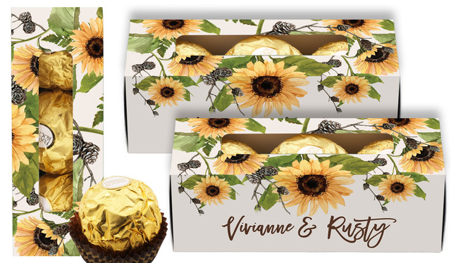 Rustic Sunflower Personalised Ferrero Rocher Gift Box