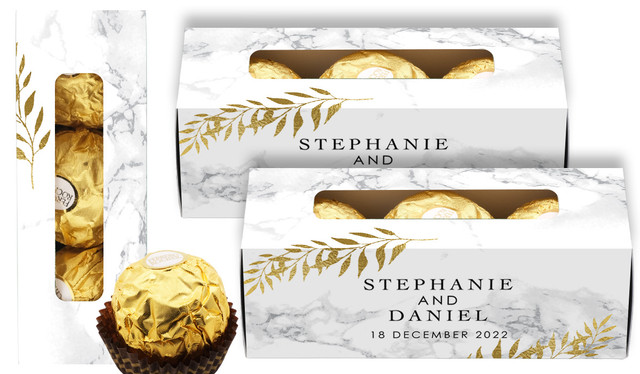 Marble and Fern Personalised Ferrero Rocher Gift Box