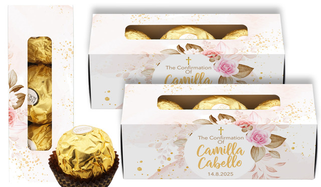 Pretty Roses Confirmation Personalised Ferrero Rocher Gift Box