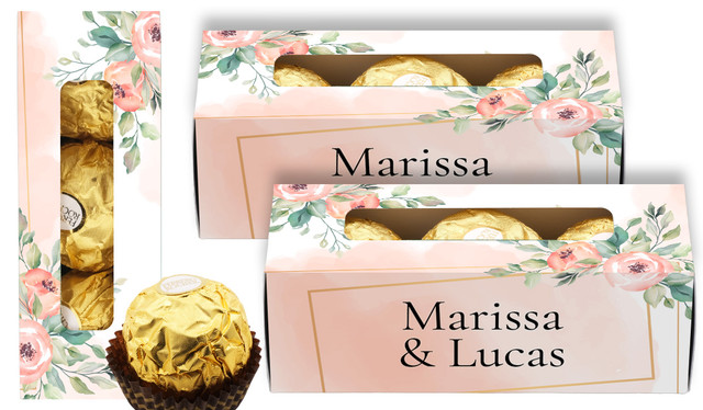 Gold Rings On Peach Personalised Ferrero Rocher Gift Box