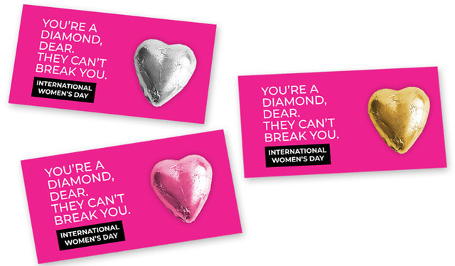 Diamond International Womens Day Chocolate Heart Card