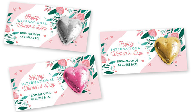 Fun Floral International Womens Day Chocolate Heart Card