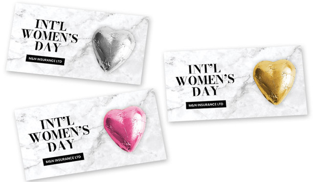 Marble DecInternational Womens Day Chocolate Heart Card