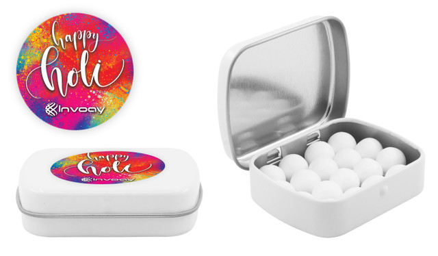Red Branded Holi Mint Tins