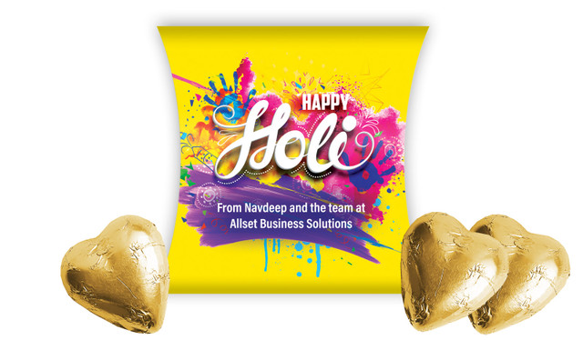Yellow Branded Holi Pillow Boxes