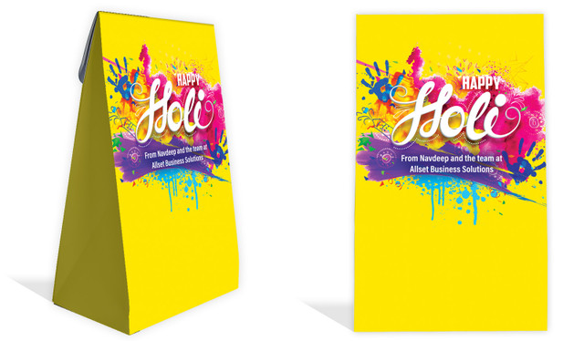 Yellow Branded Holi Gusset Favour Bag