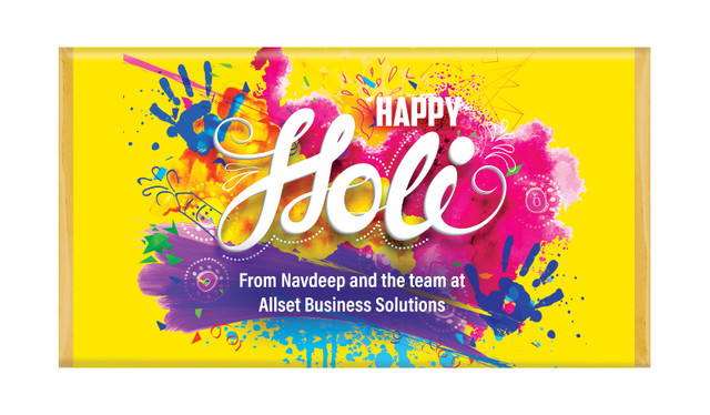 Yellow Branded Holi Custom Chocolate Bars