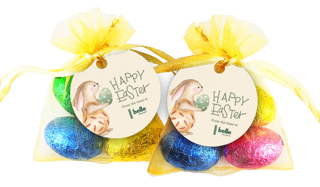 Gift Giving Bunny Easter Egg Organza Bag With Tag