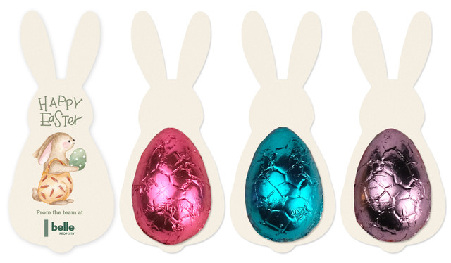 Gift Giving Bunny-Shape Card WIth Chocolate Half Egg