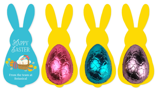 Blue Bunny Basket-Shape Card WIth Chocolate Half Egg