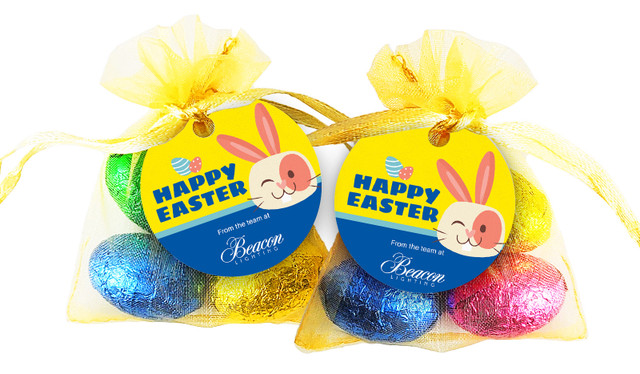 Block Colour Easter Egg Organza Bag With Tag