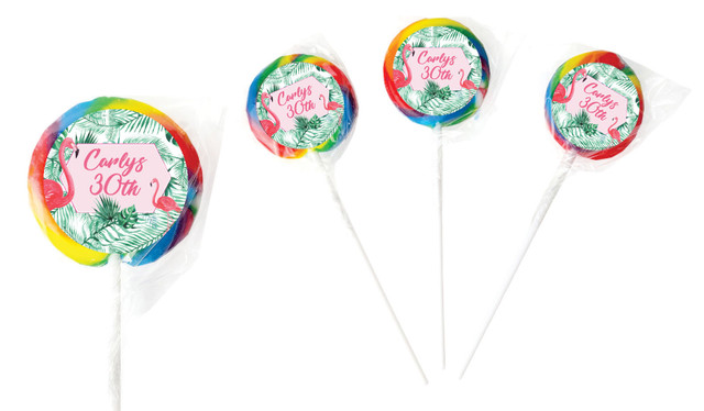 Flamingo Jungle Personalised Birthday Lollipops