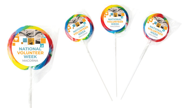 Company Colours National Volunteer Week Personalised Lollipops