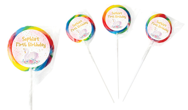 Swan Princess Personalised 1st Birthday Lollipop