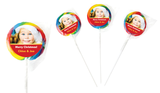 Photo Circle Personalised Christmas Lollipops