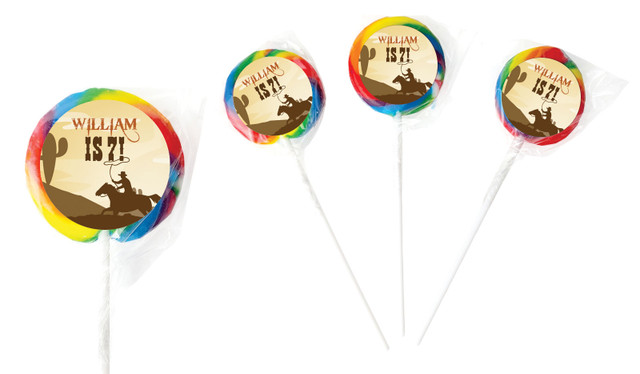 Cowboy Party Birthday Personalised Lollipops