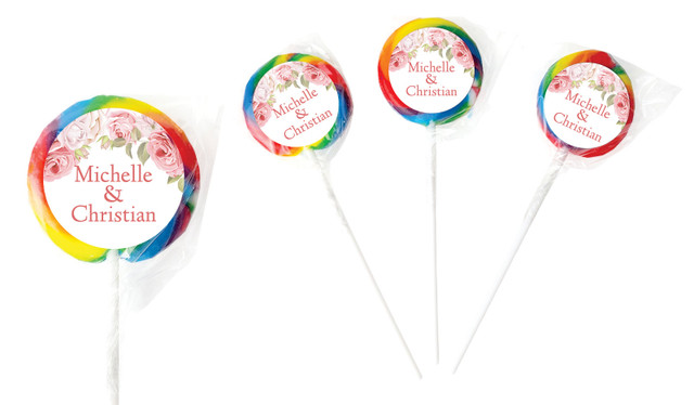 Classic Rose Border Wedding Personalised Lollipops