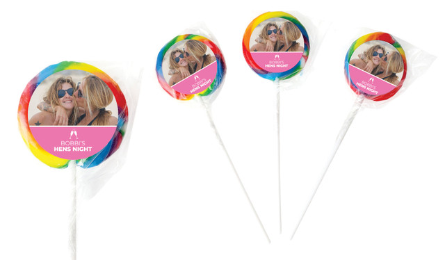 A Photo With Right Box Hens Night Personalised Lollipops