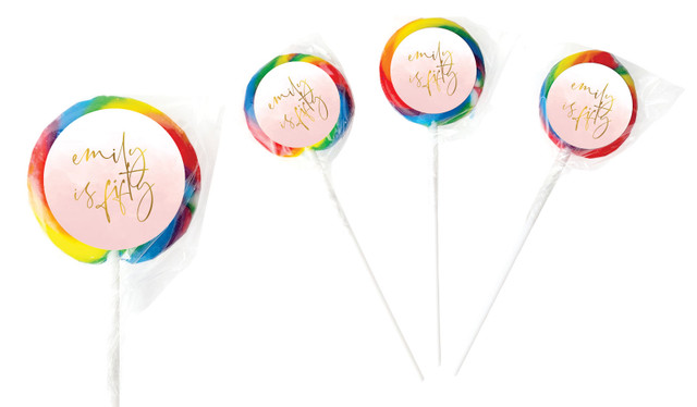 Gold On Blush Custom Birthday Party Lollipop Favour
