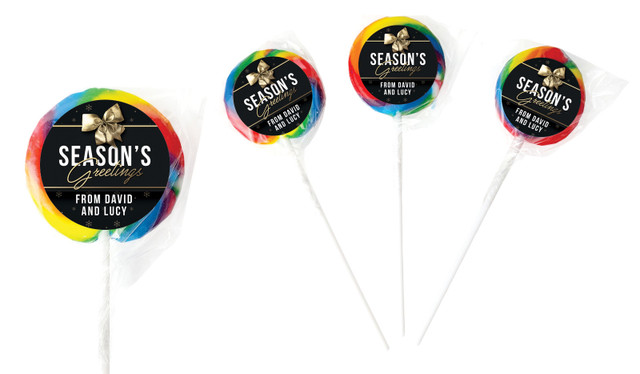 Glossy Gift Black Christmas Personalised Lollipops