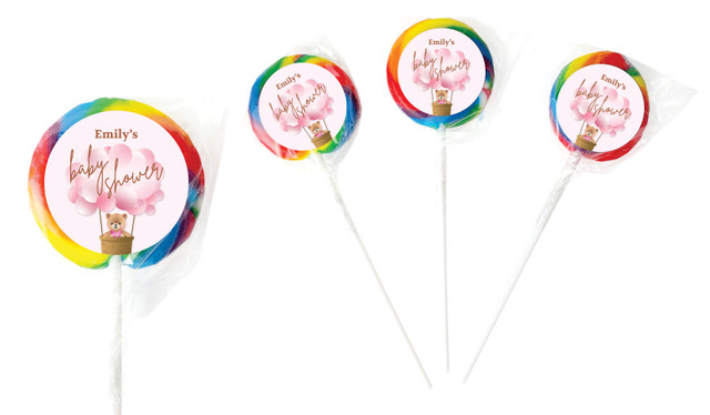 Teddy Bear Pink Baby Shower Personalised Lollipops