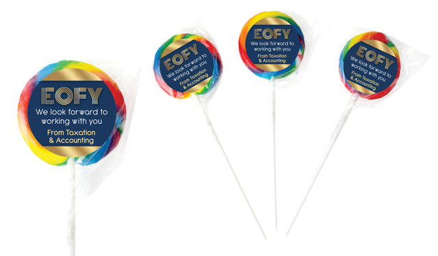 Bold Navy EOFY Personalised Lollipops