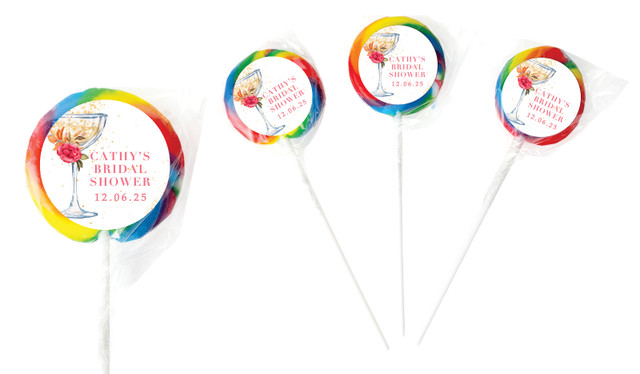 Floral Glass Personalised Bridal Shower Lollipops