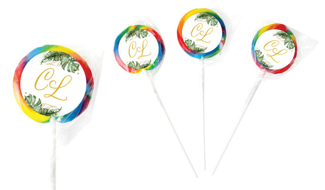 Tropical Palm Personalised Wedding Lollipops