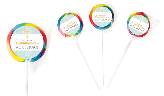 Lace On Blue Communion Lollipops