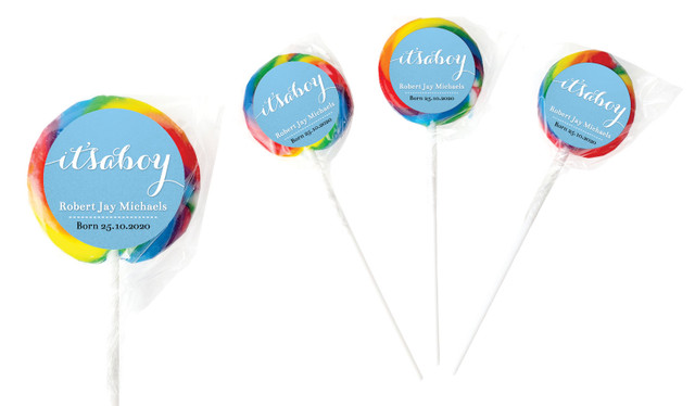 Flowing It's A Boy Birth Announcement Lollipops