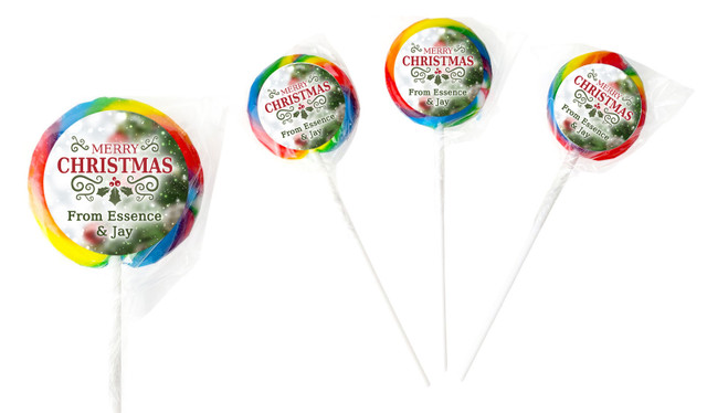 Bokeh Tree Christmas Personalised Lollipops