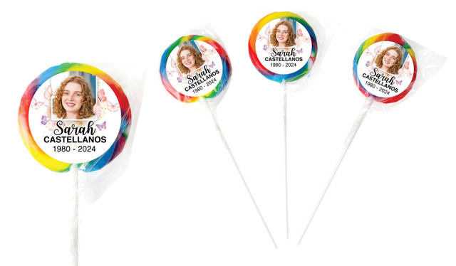Butterflies Funeral Personalised Lollipops