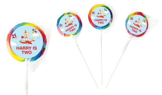 Bear Air Plane Personalised Lollipops - Australia's #1 Kids Party Supplies
