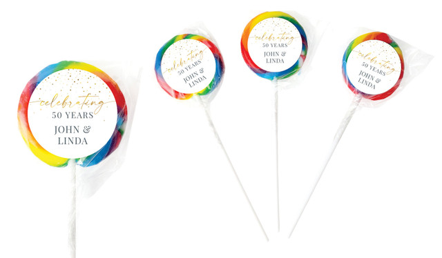 Falling Confetti Anniversary Personalised Lollipops