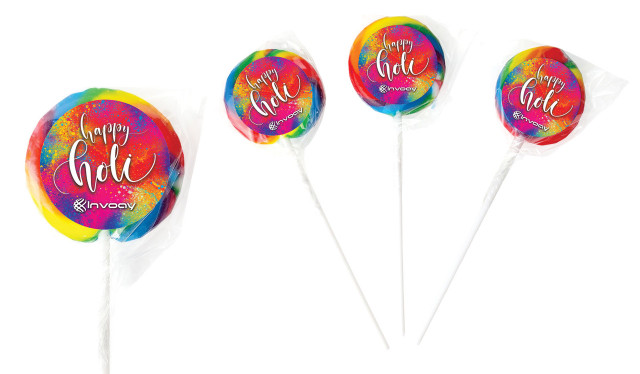 Red Branded Holi Lollipops