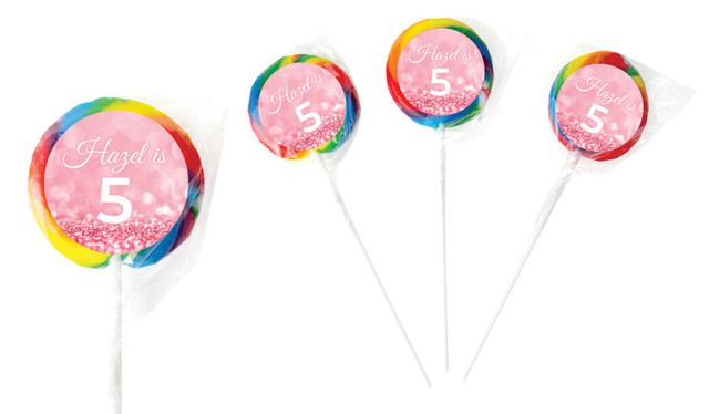 Pink Glitter Personalised Lollipops - Australia's #1 Kids Party Supplies