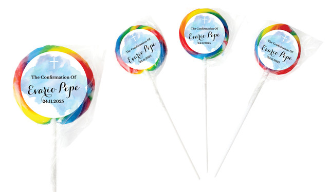 A Splash Of Watercolour Blue Confirmation Lollipops
