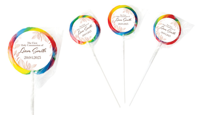 Natural Leaves Communion Personalised Lollipops