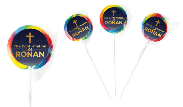 Navy Blue Watercolour Confirmation Personalised Lollipops