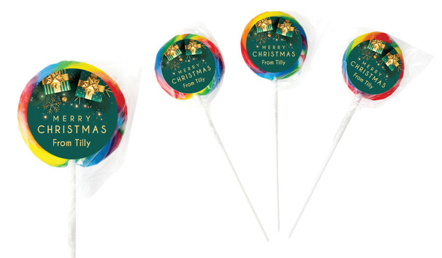 Green And Gold Gifts Christmas Personalised Christmas Lollipops