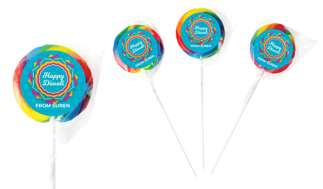 Bright Blue Diwali Personalised Lollipops