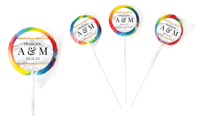 Marble Gold Frame Personalised Wedding Lollipops