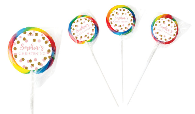 Confetti In Pink And Gold Custom Christening Lollipop