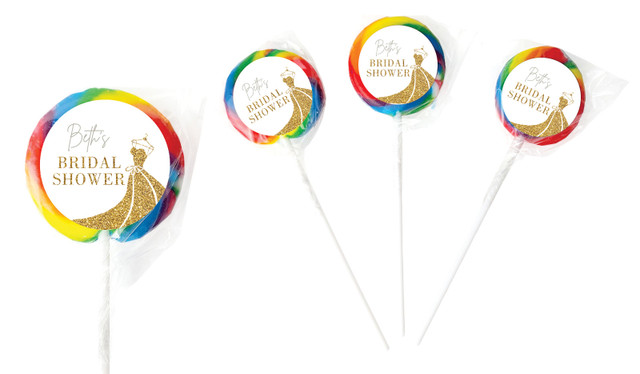 Glitter Dress Personalised Bridal Shower Lollipops
