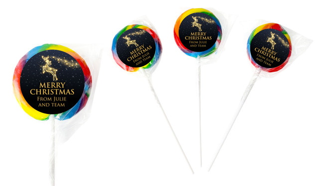 Glowing Reindeer Christmas Personalised Lollipops