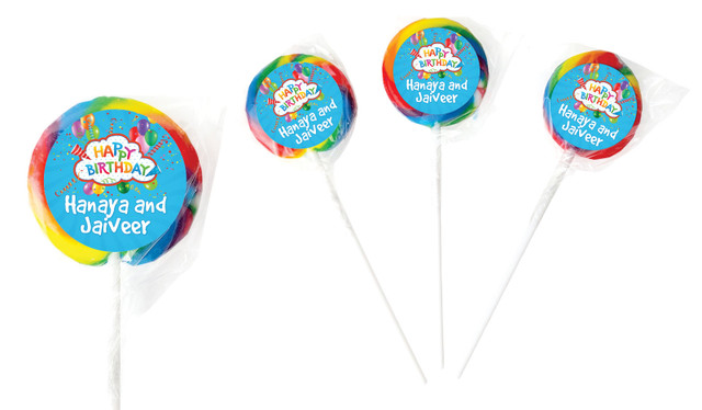 Happy Confetti Birthday Personalised Lollipops