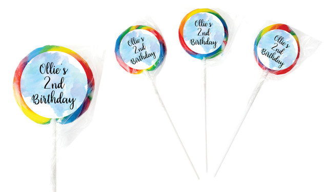 A Splash Of Watercolour In Blue Birthday Personalised Lollipops