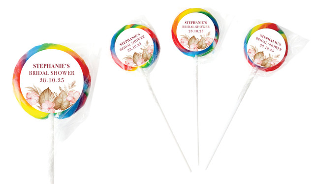 Tropical Personalised Bridal Shower Lollipops