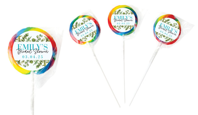 Eucalyptus Personalised Bridal Shower Lollipops